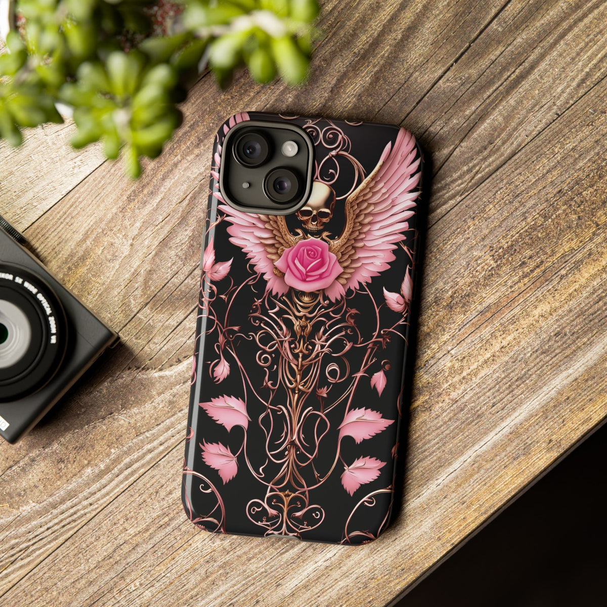 Phone Case - Tough - Pink Skull & Wings