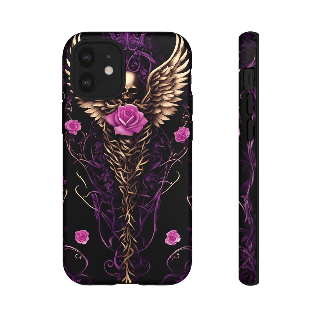 Phone Case - Tough - Purple, Pink Skull & Wings