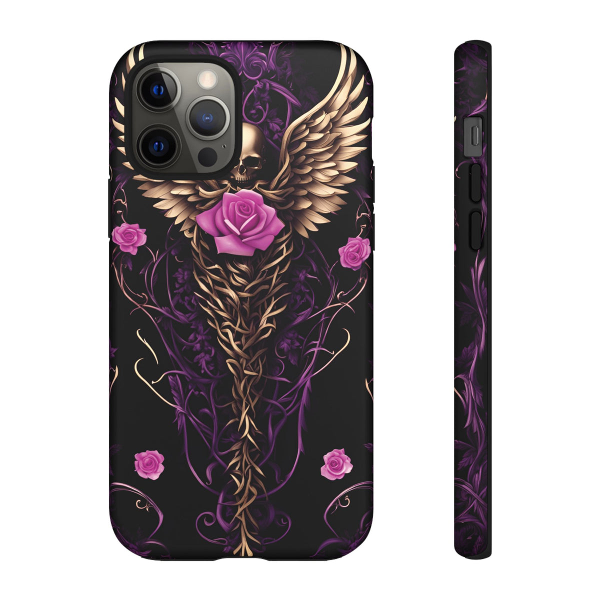 Phone Case - Tough - Purple, Pink Skull & Wings