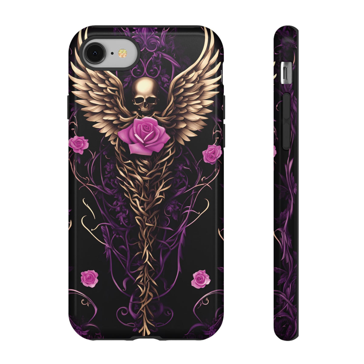 Phone Case - Tough - Purple, Pink Skull & Wings