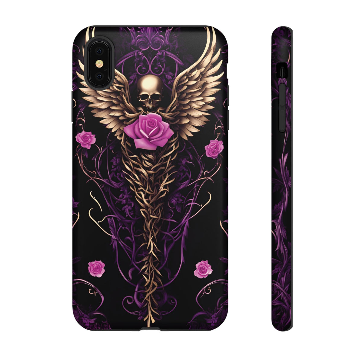 Phone Case - Tough - Purple, Pink Skull & Wings