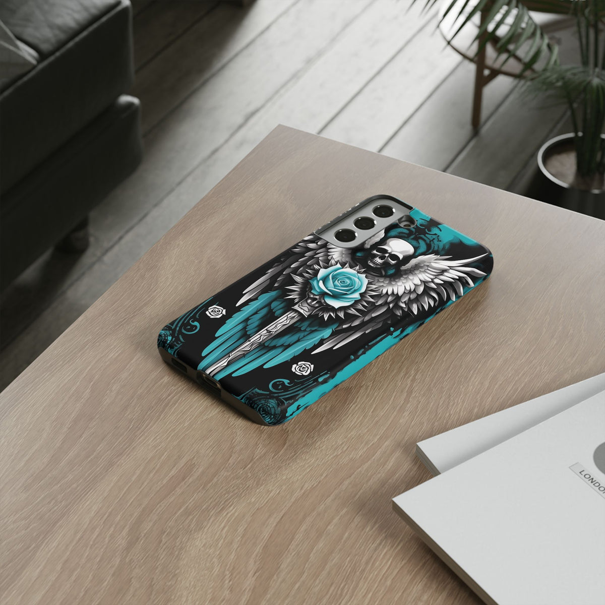 Phone Case - Tough - Cyan Angel Wings