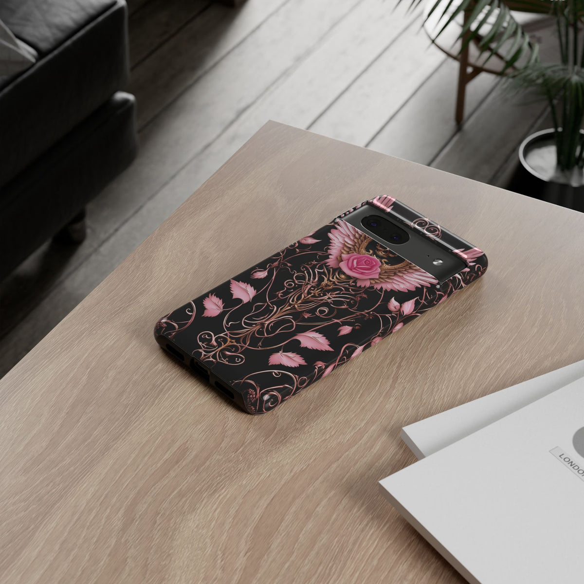 Phone Case - Tough - Pink Skull & Wings