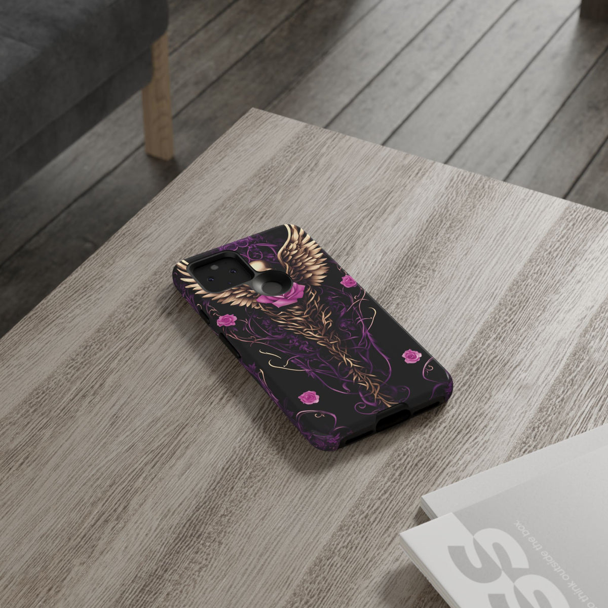 Phone Case - Tough - Purple, Pink Skull & Wings