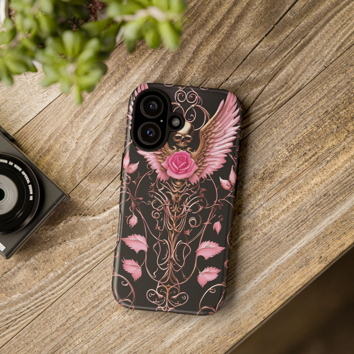 Phone Case - Tough - Pink Skull & Wings