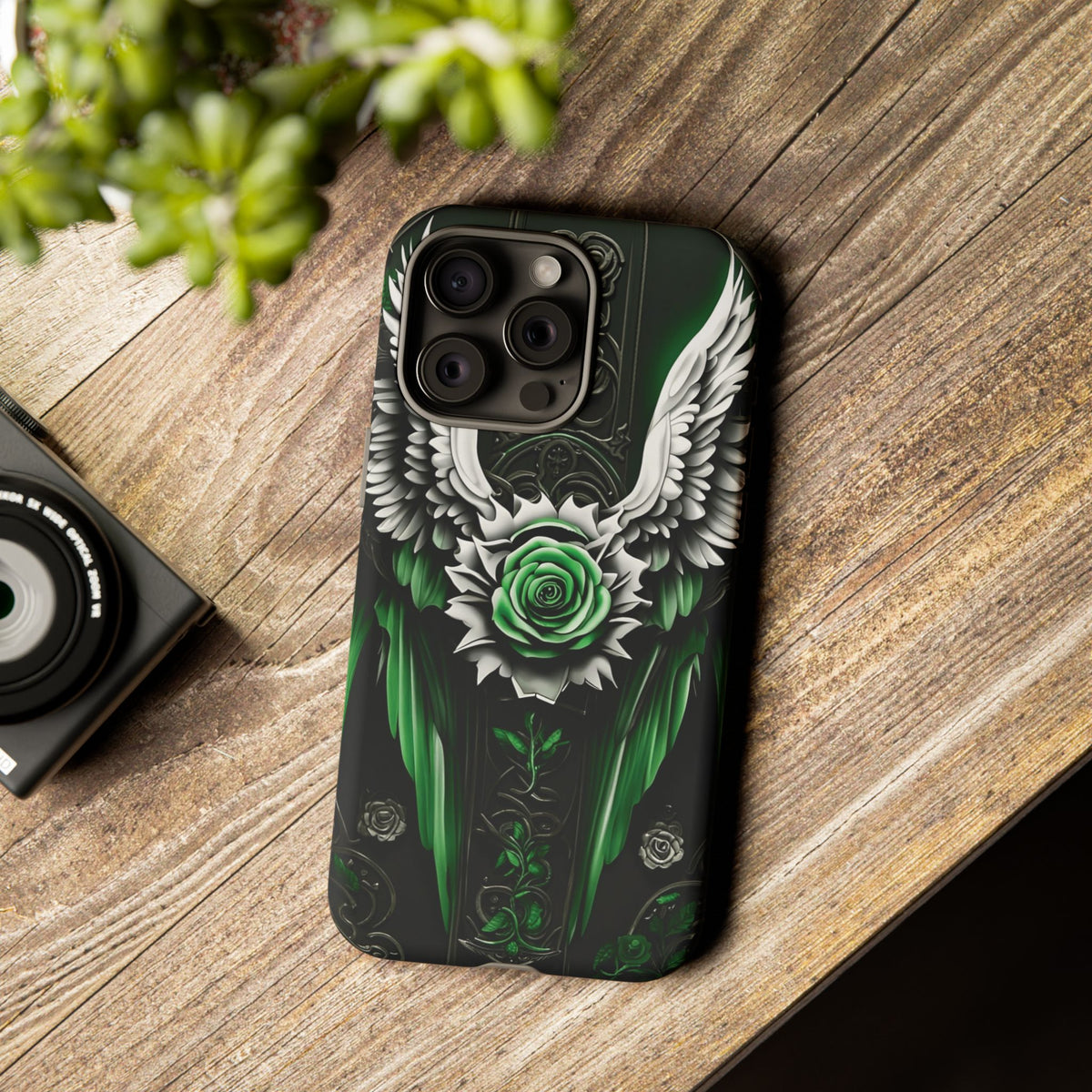 Phone Case - Tough - Green Angel Wings