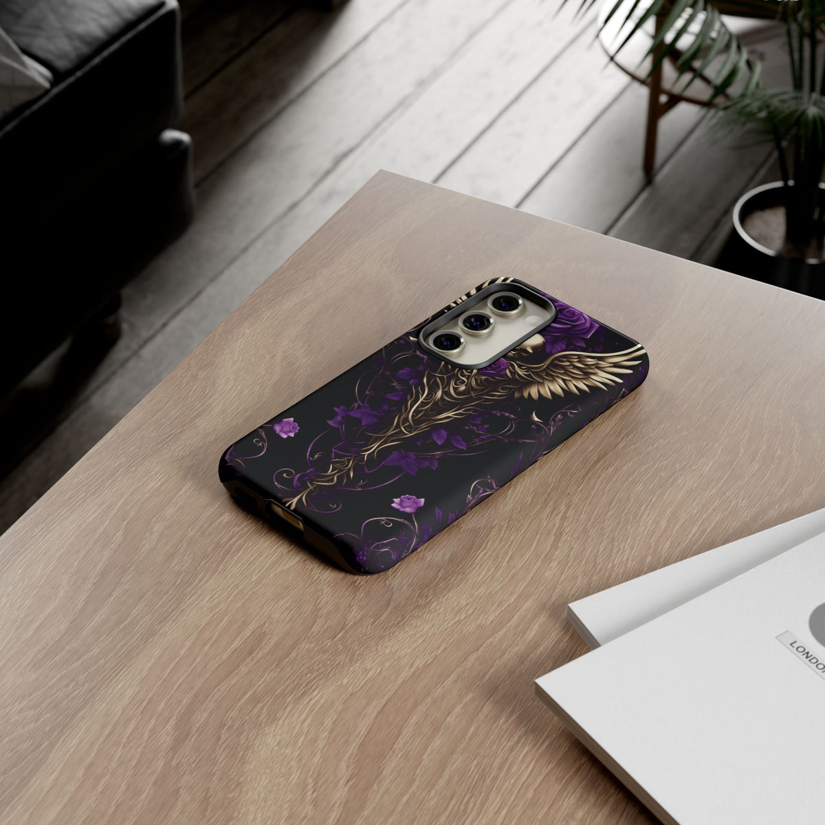 Phone Case - Tough - Purple Skull & Wings