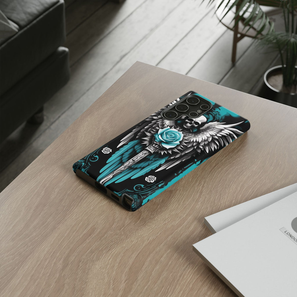 Phone Case - Tough - Cyan Angel Wings