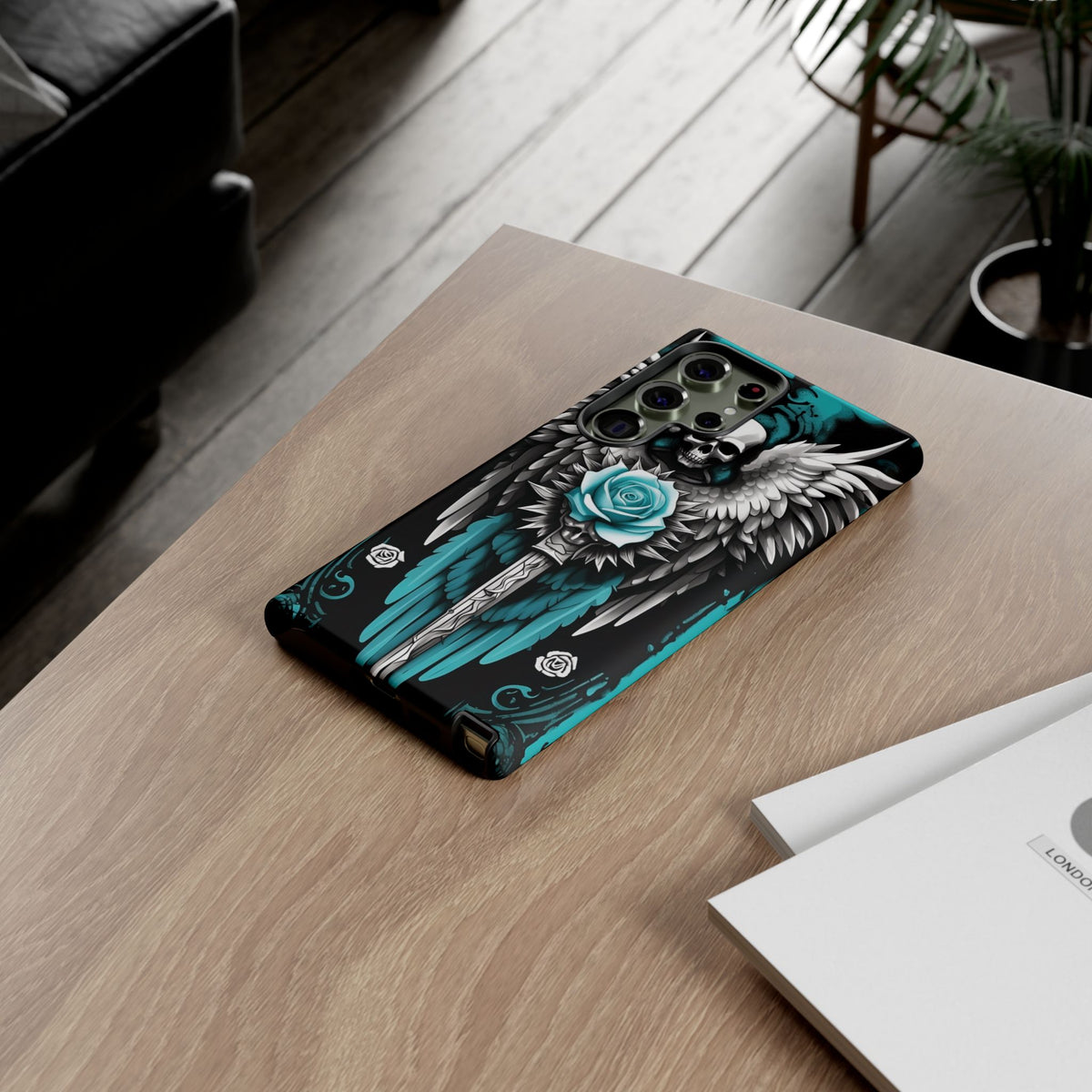 Phone Case - Tough - Cyan Angel Wings