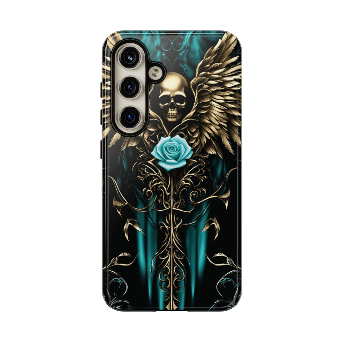 Phone Case - Tough - Cyan Skull & Wings