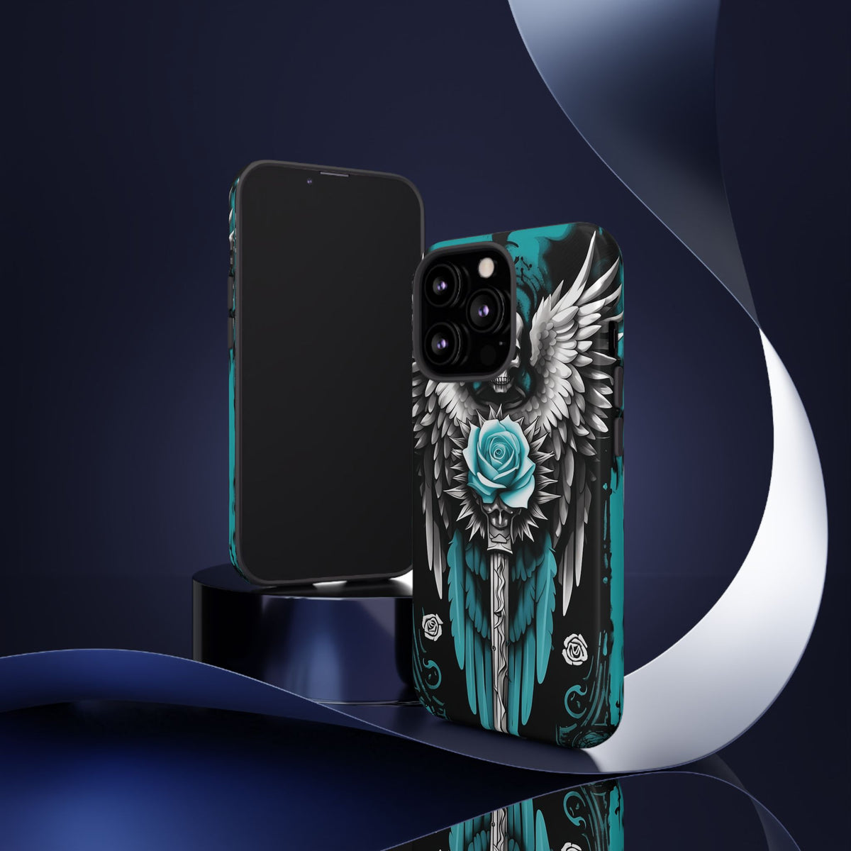 Phone Case - Tough - Cyan Angel Wings