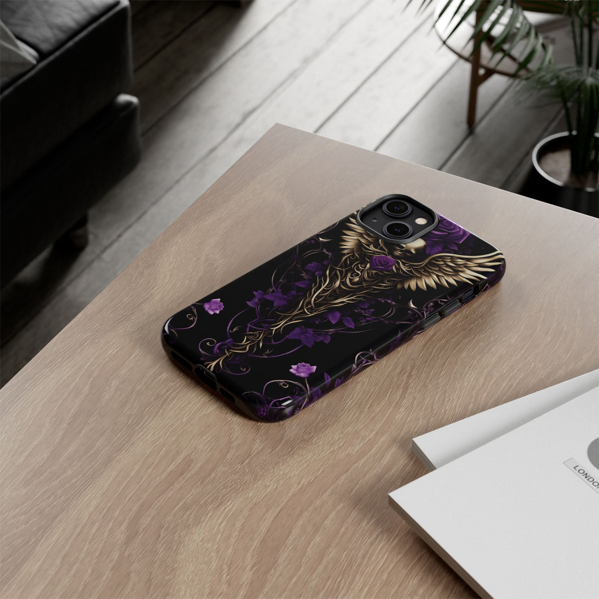 Phone Case - Tough - Purple Skull & Wings