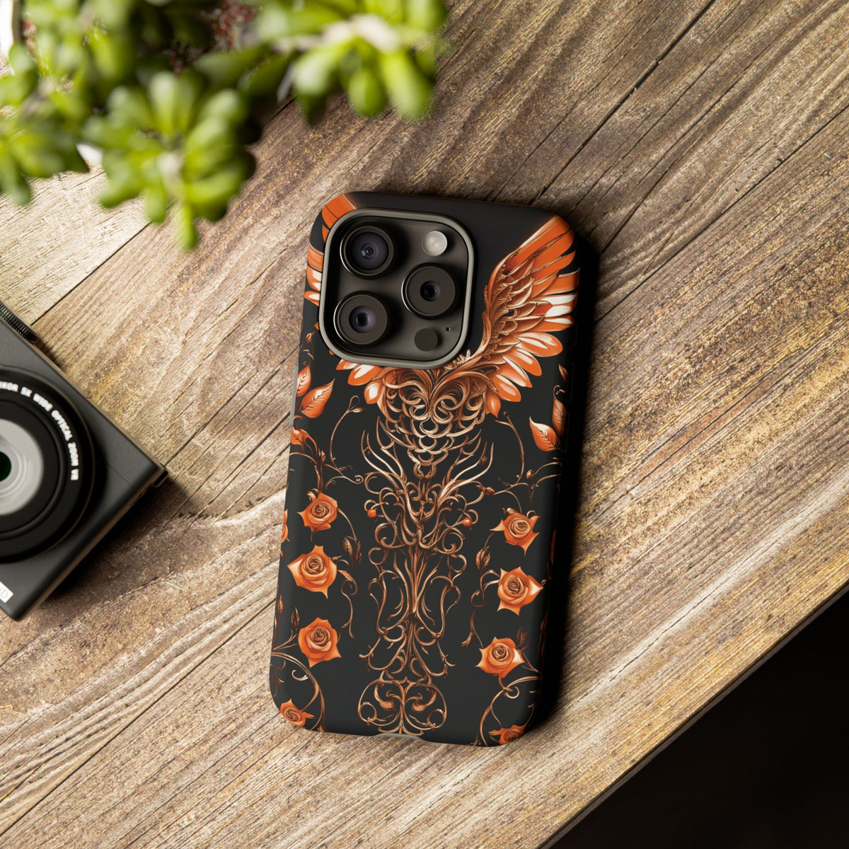 Phone Case - Tough - Orange Skull & Wings