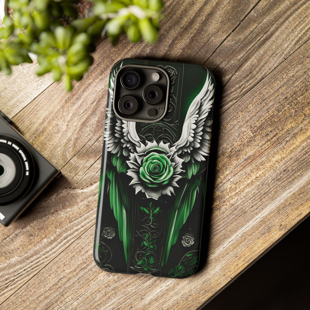 Phone Case - Tough - Green Angel Wings