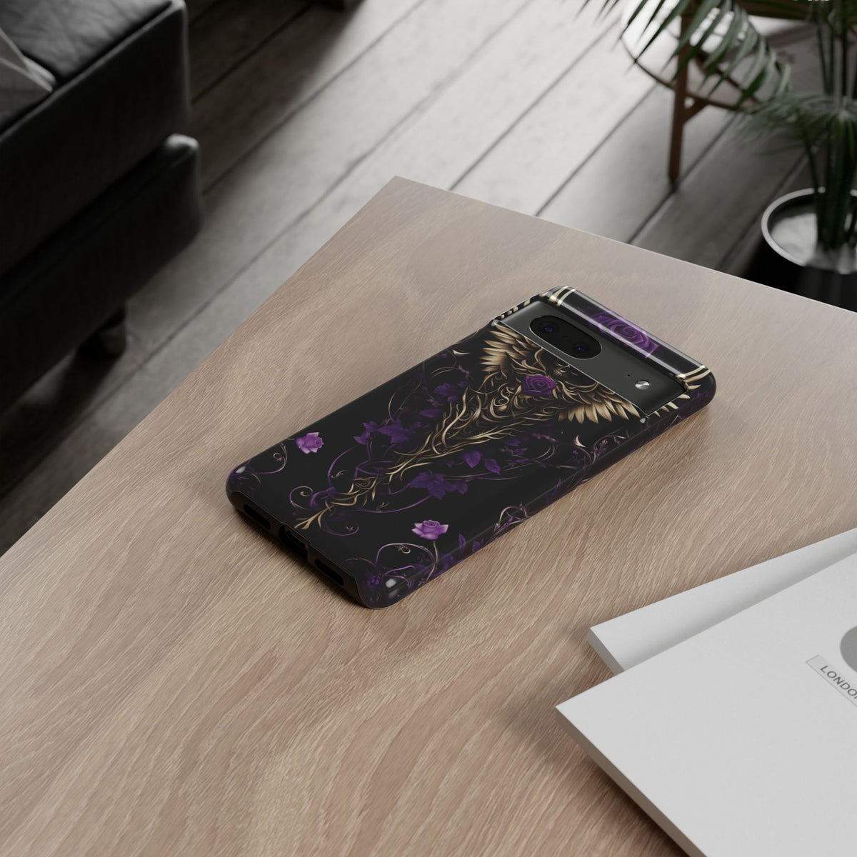 Phone Case - Tough - Purple Skull & Wings
