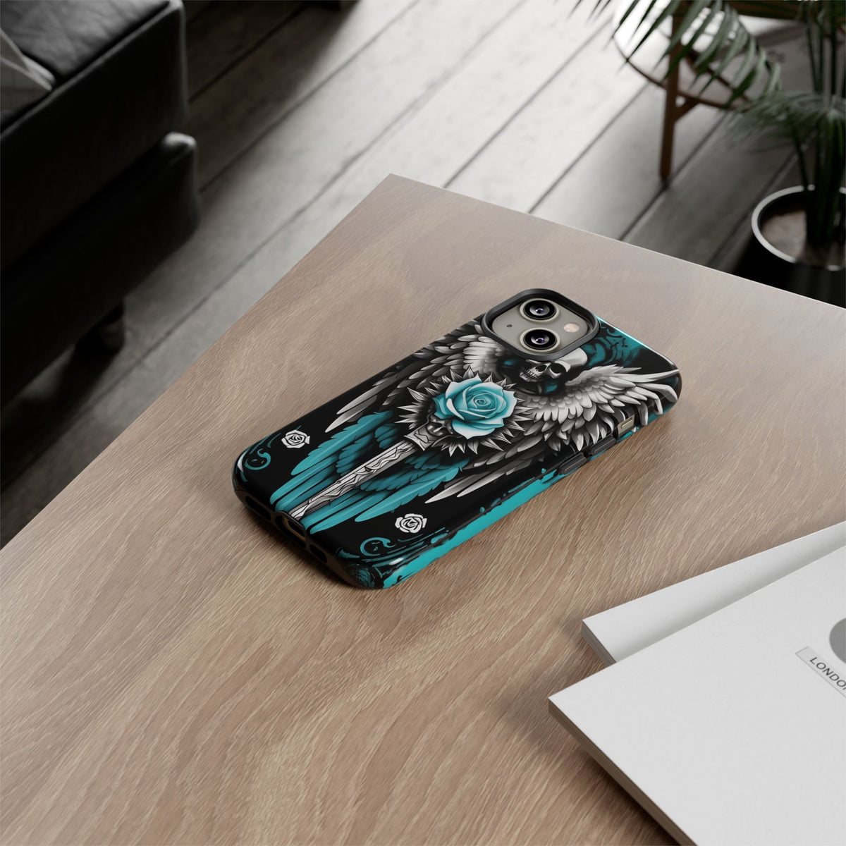 Phone Case - Tough - Cyan Angel Wings