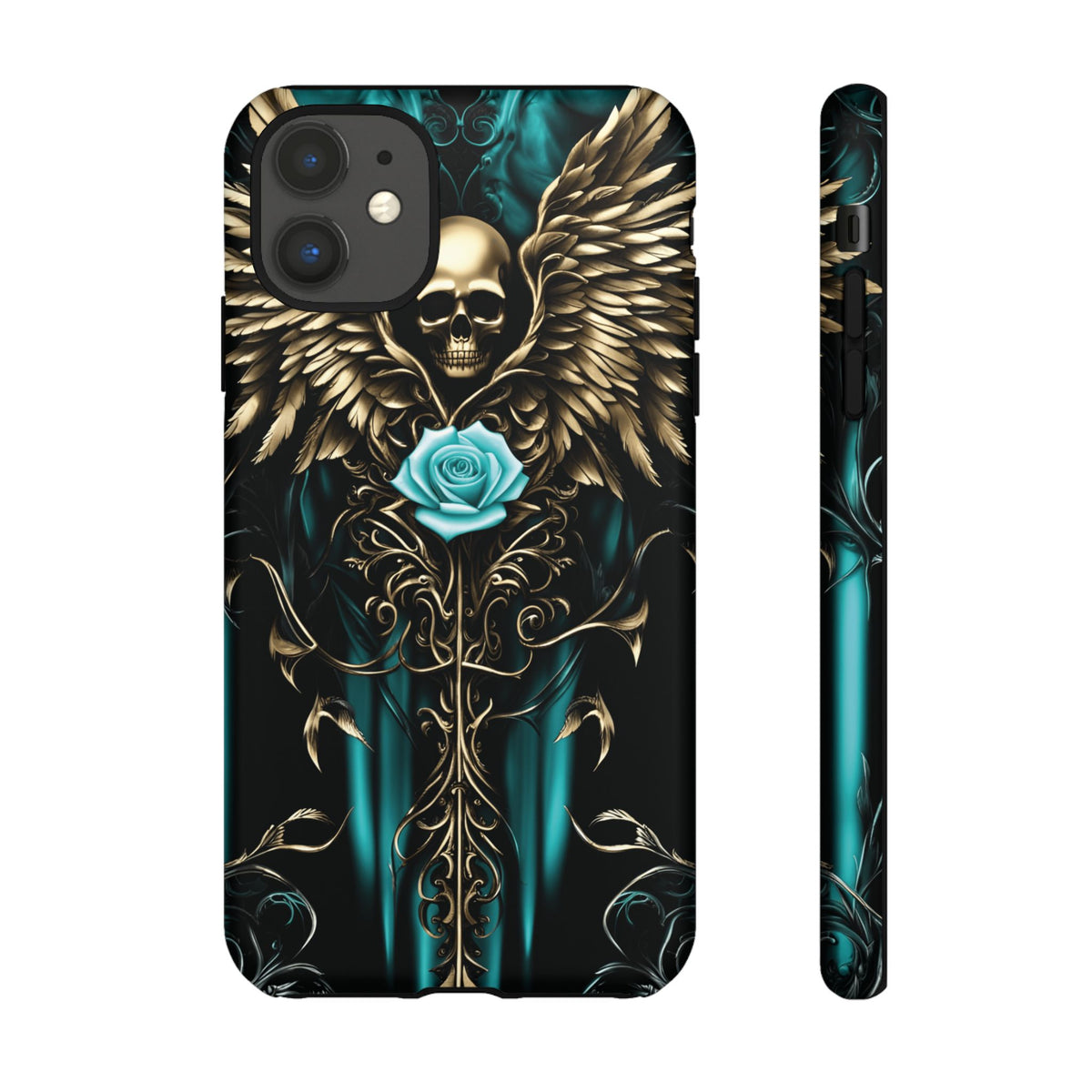 Phone Case - Tough - Cyan Skull & Wings