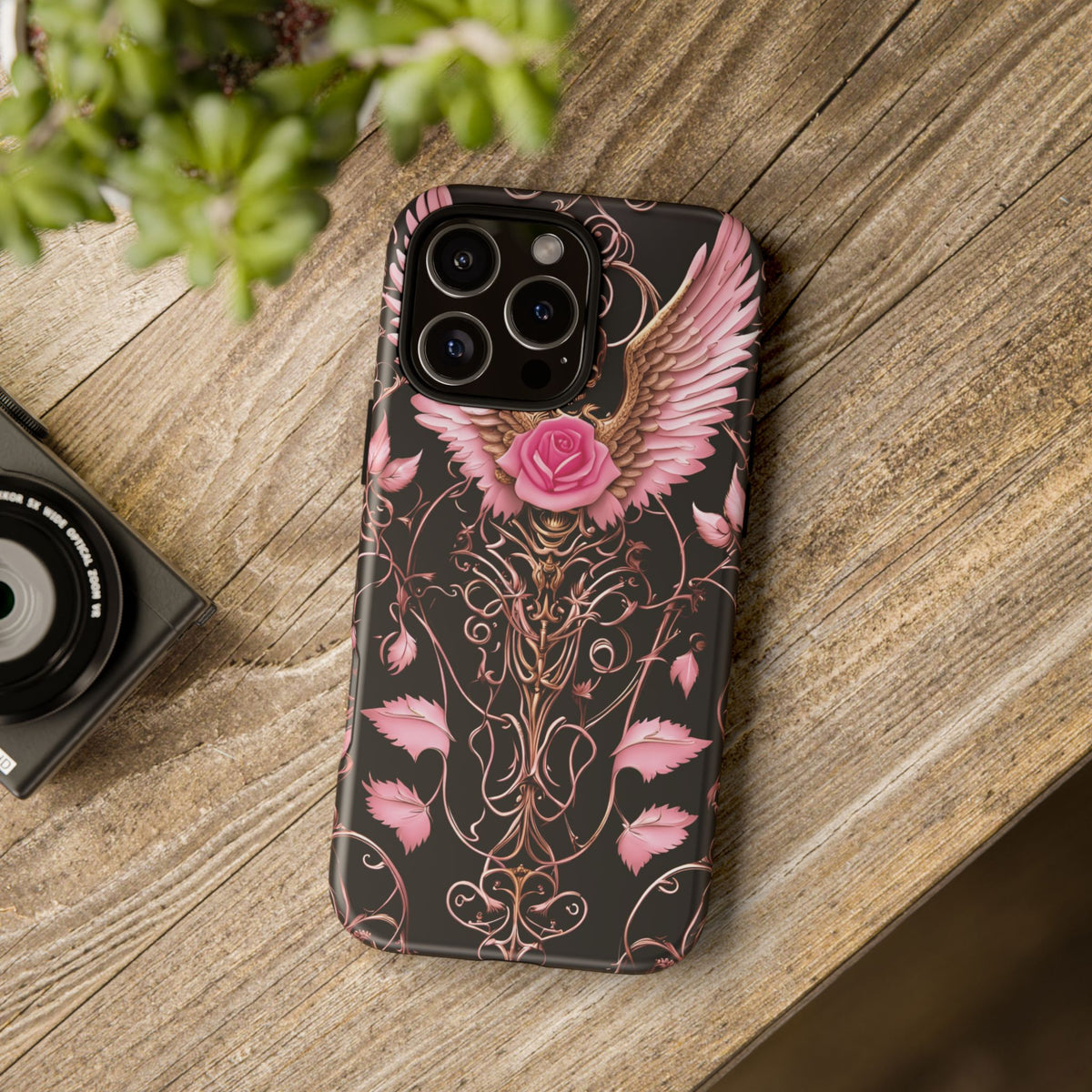 Phone Case - Tough - Pink Skull & Wings