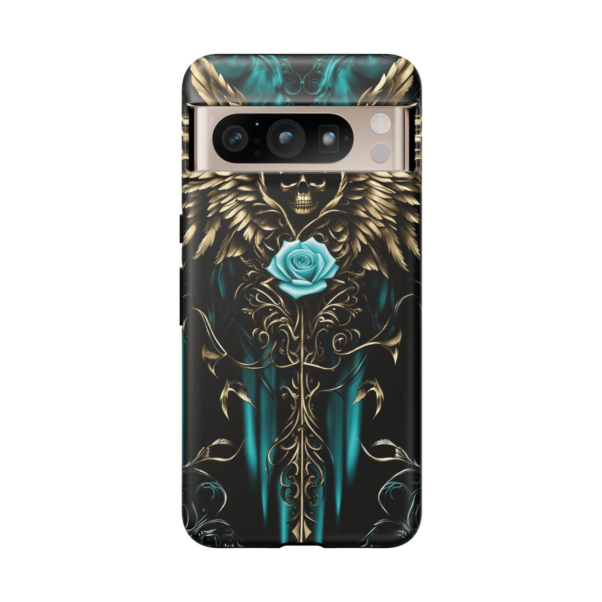 Phone Case - Tough - Cyan Skull & Wings