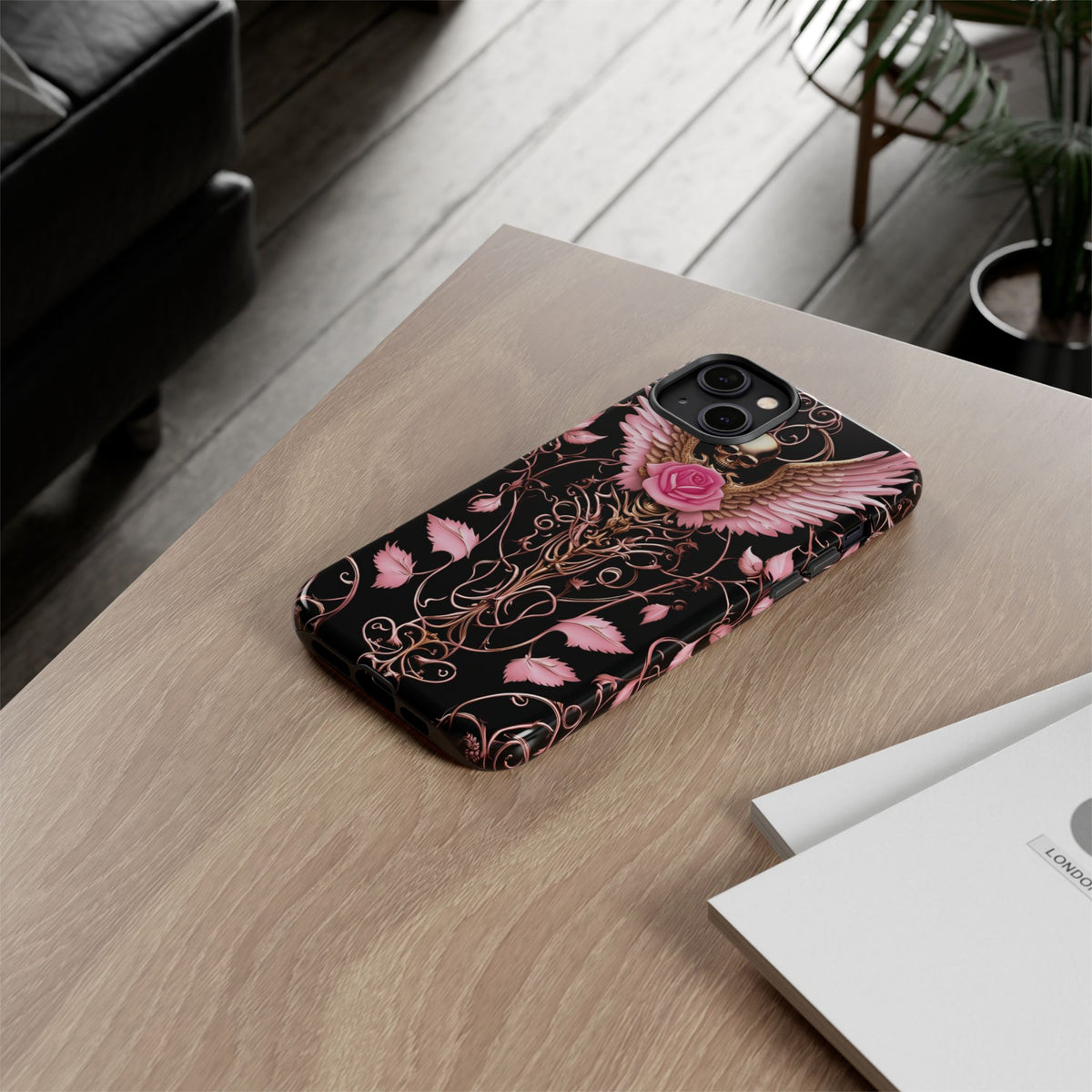 Phone Case - Tough - Pink Skull & Wings