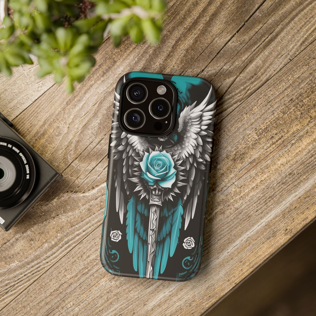 Phone Case - Tough - Cyan Angel Wings