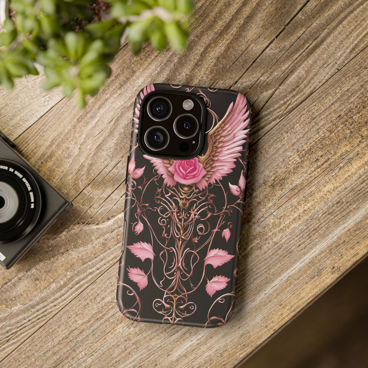 Phone Case - Tough - Pink Skull & Wings
