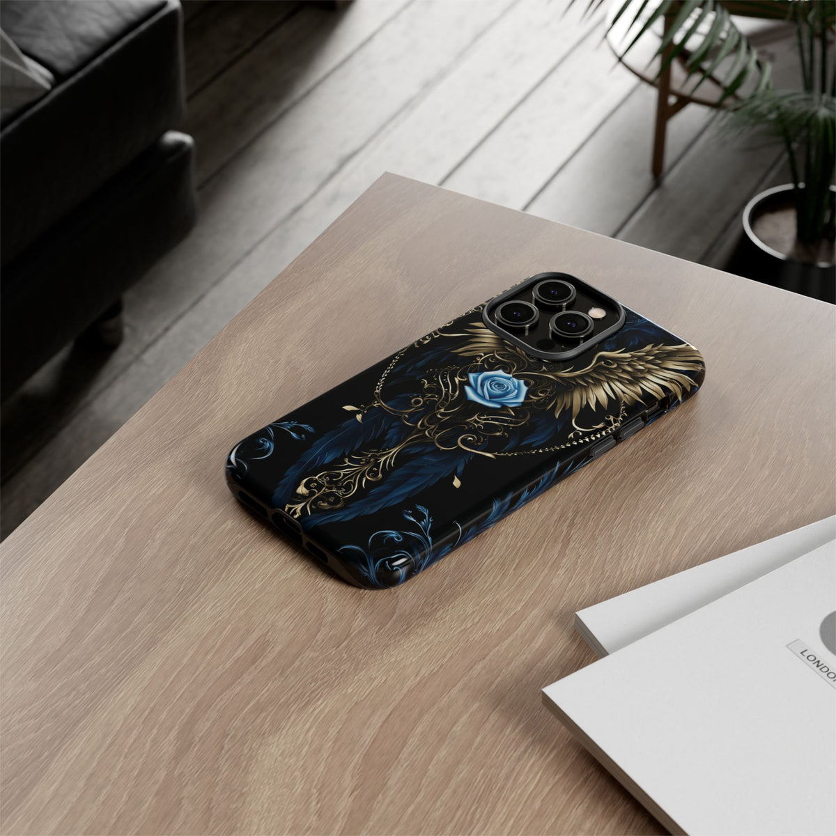Phone Case - Tough - Blue Skull & Wings