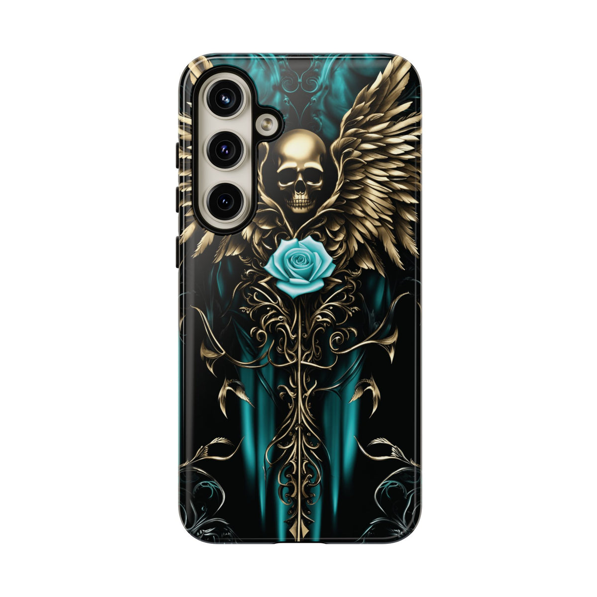 Phone Case - Tough - Cyan Skull & Wings