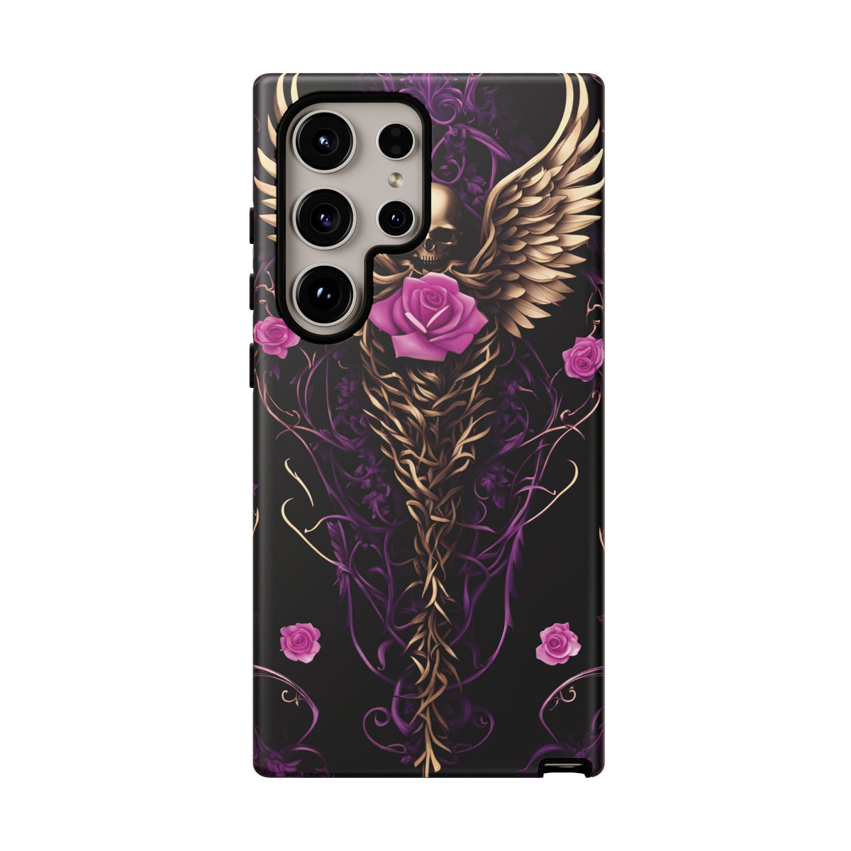 Phone Case - Tough - Purple, Pink Skull & Wings