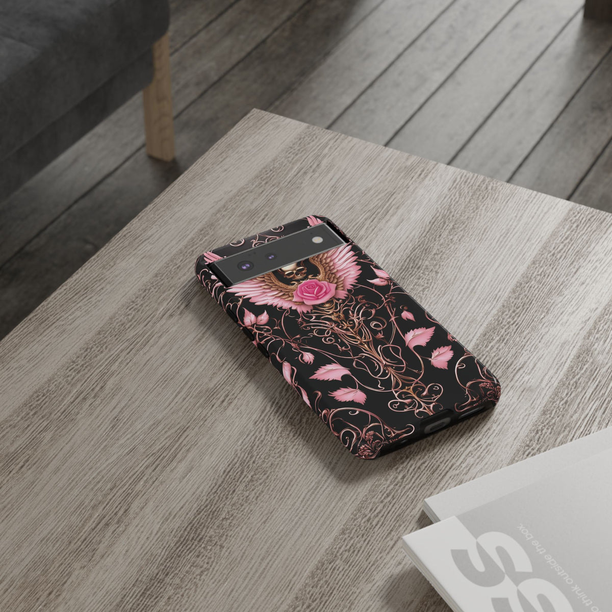 Phone Case - Tough - Pink Skull & Wings