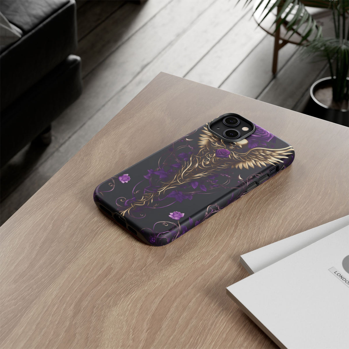 Phone Case - Tough - Purple Skull & Wings