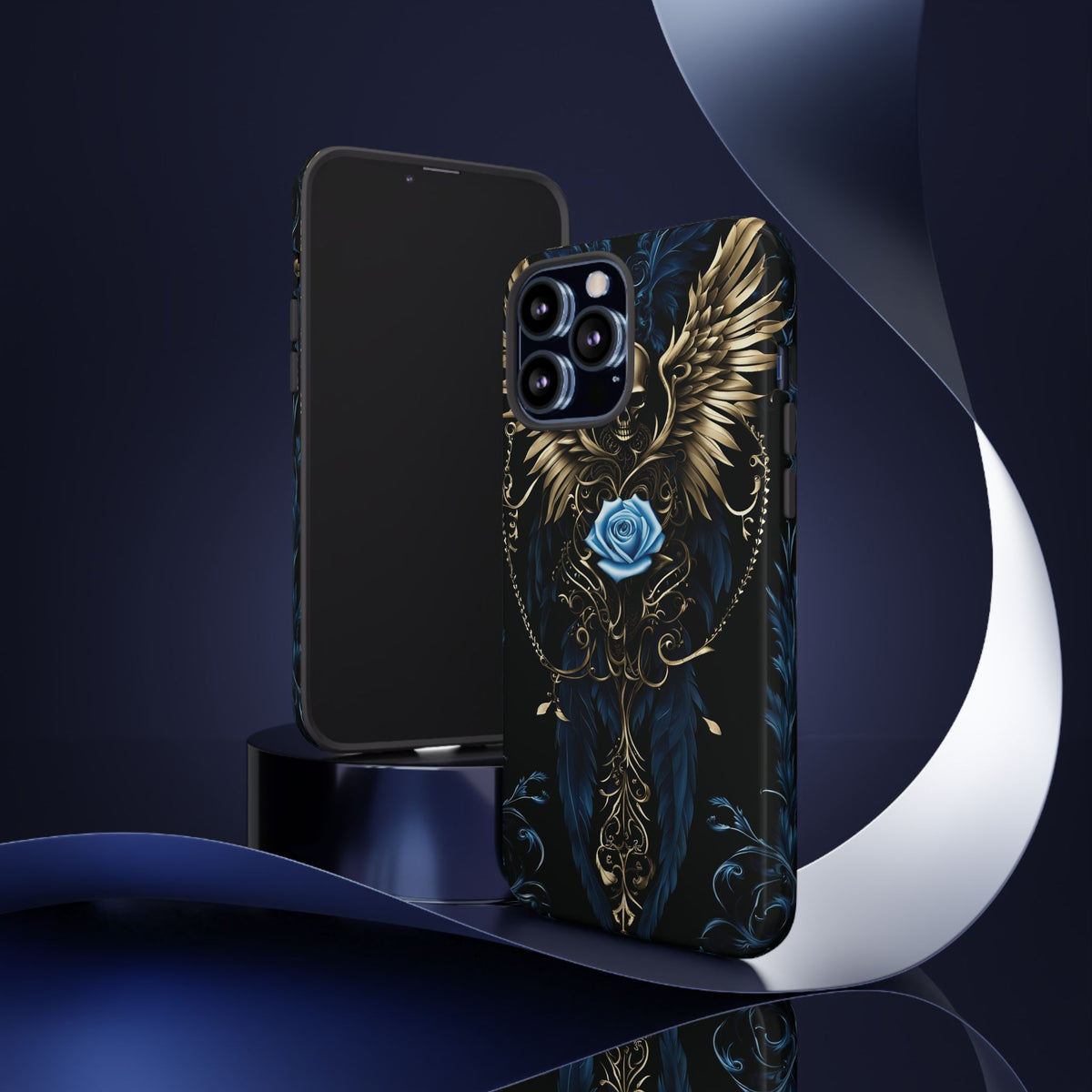 Phone Case - Tough - Blue Skull & Wings