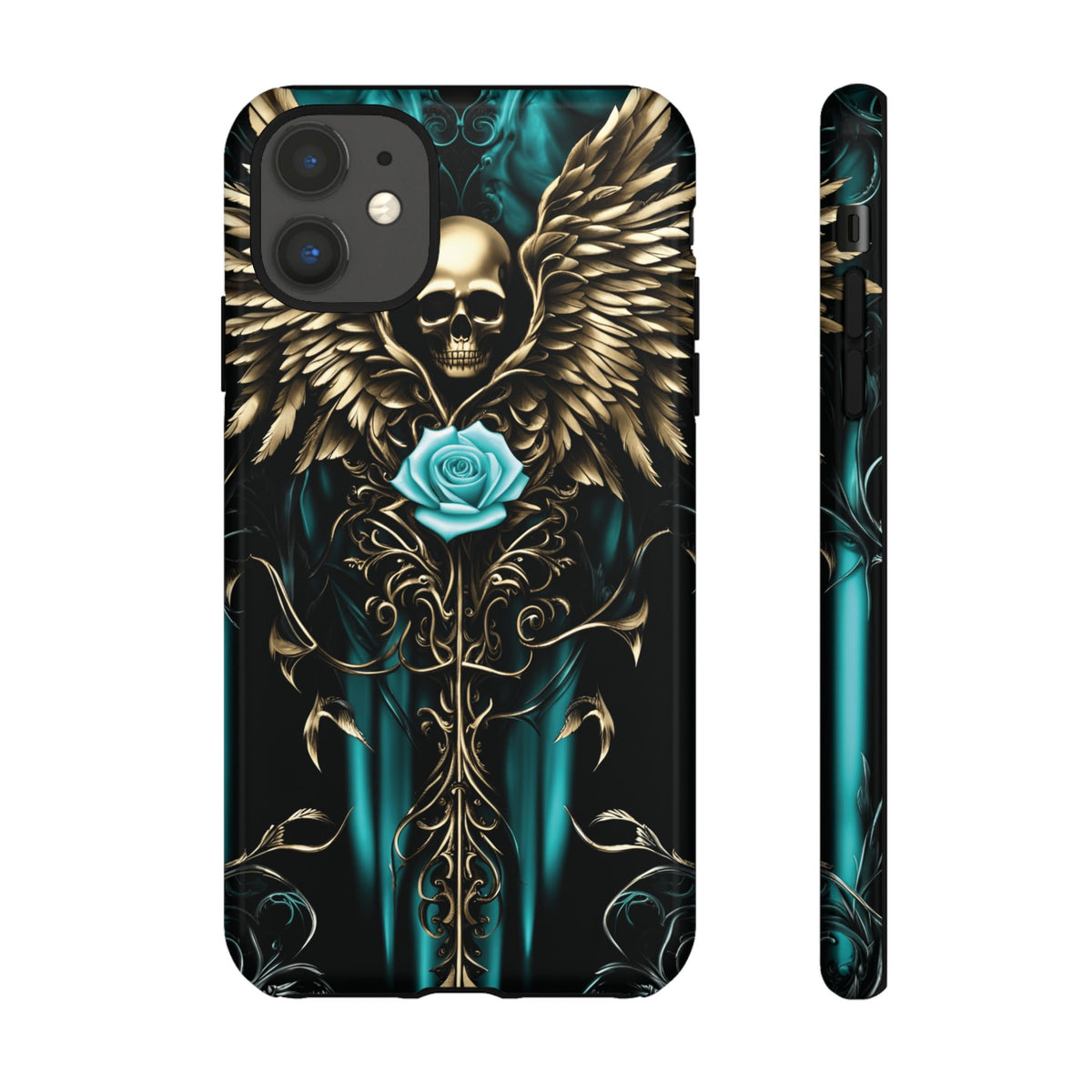 Phone Case - Tough - Cyan Skull & Wings
