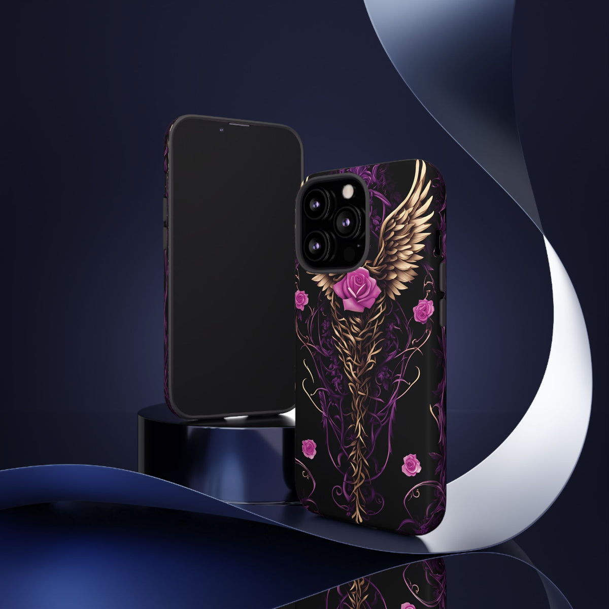 Phone Case - Tough - Purple, Pink Skull & Wings