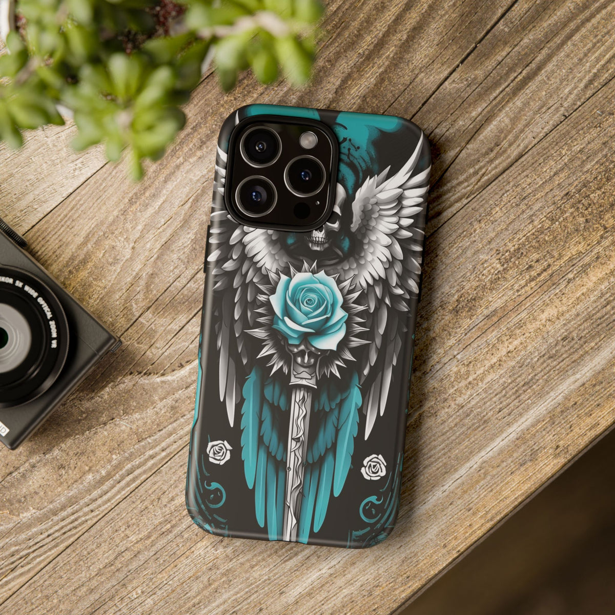 Phone Case - Tough - Cyan Angel Wings