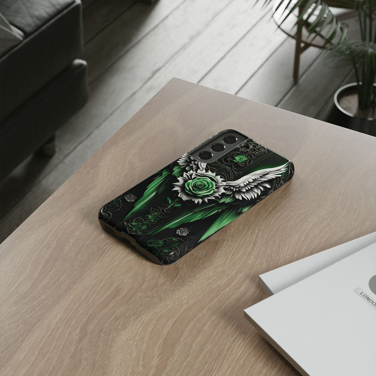 Phone Case - Tough - Green Angel Wings