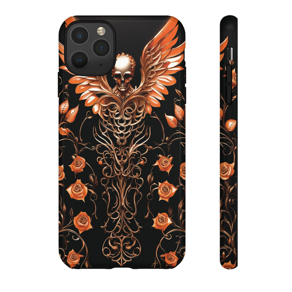Phone Case - Tough - Orange Skull & Wings