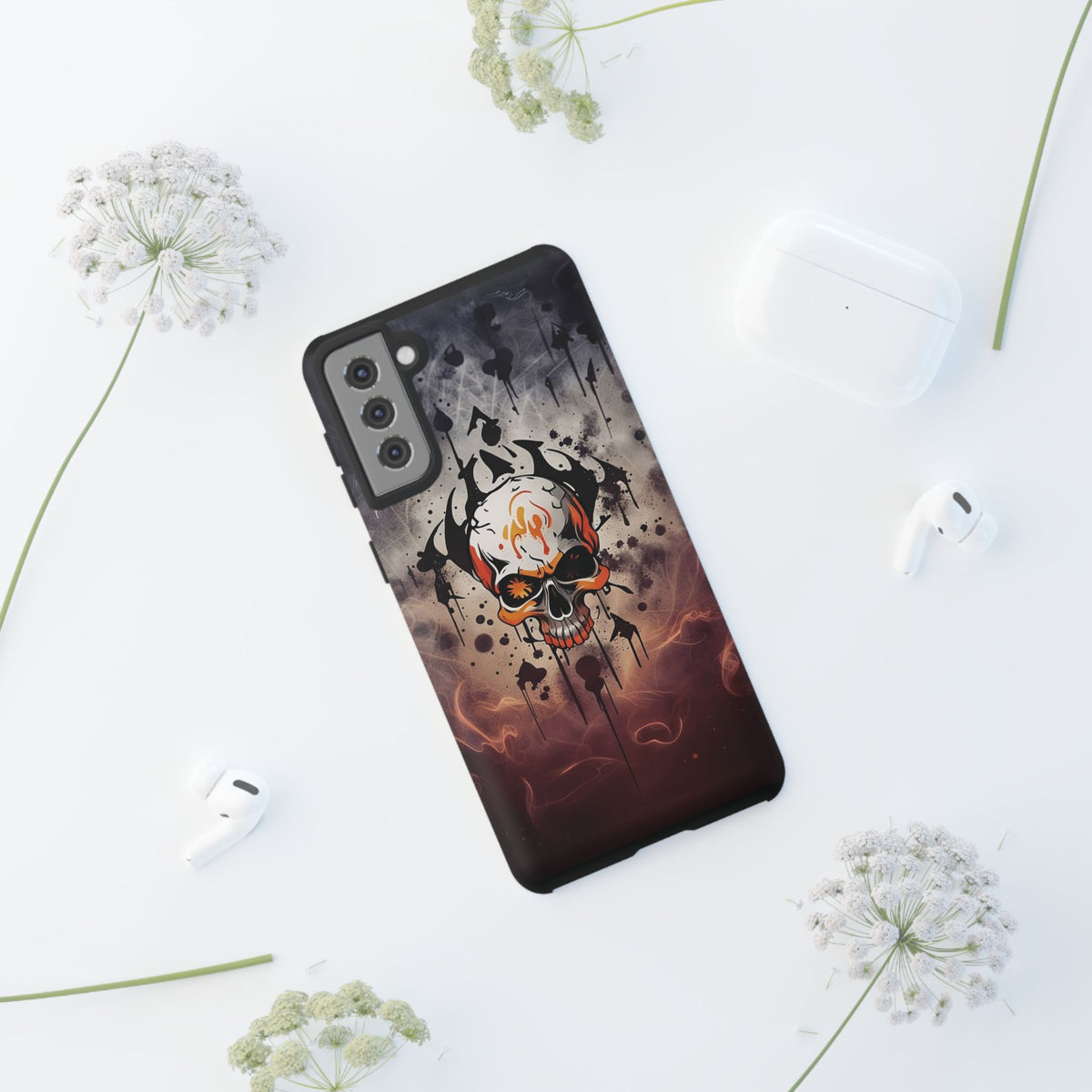 Phone Case - Tough - Orange Skull