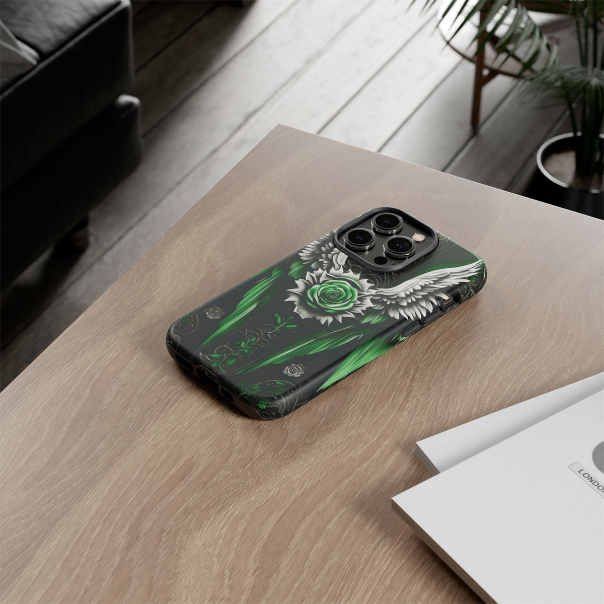 Phone Case - Tough - Green Angel Wings
