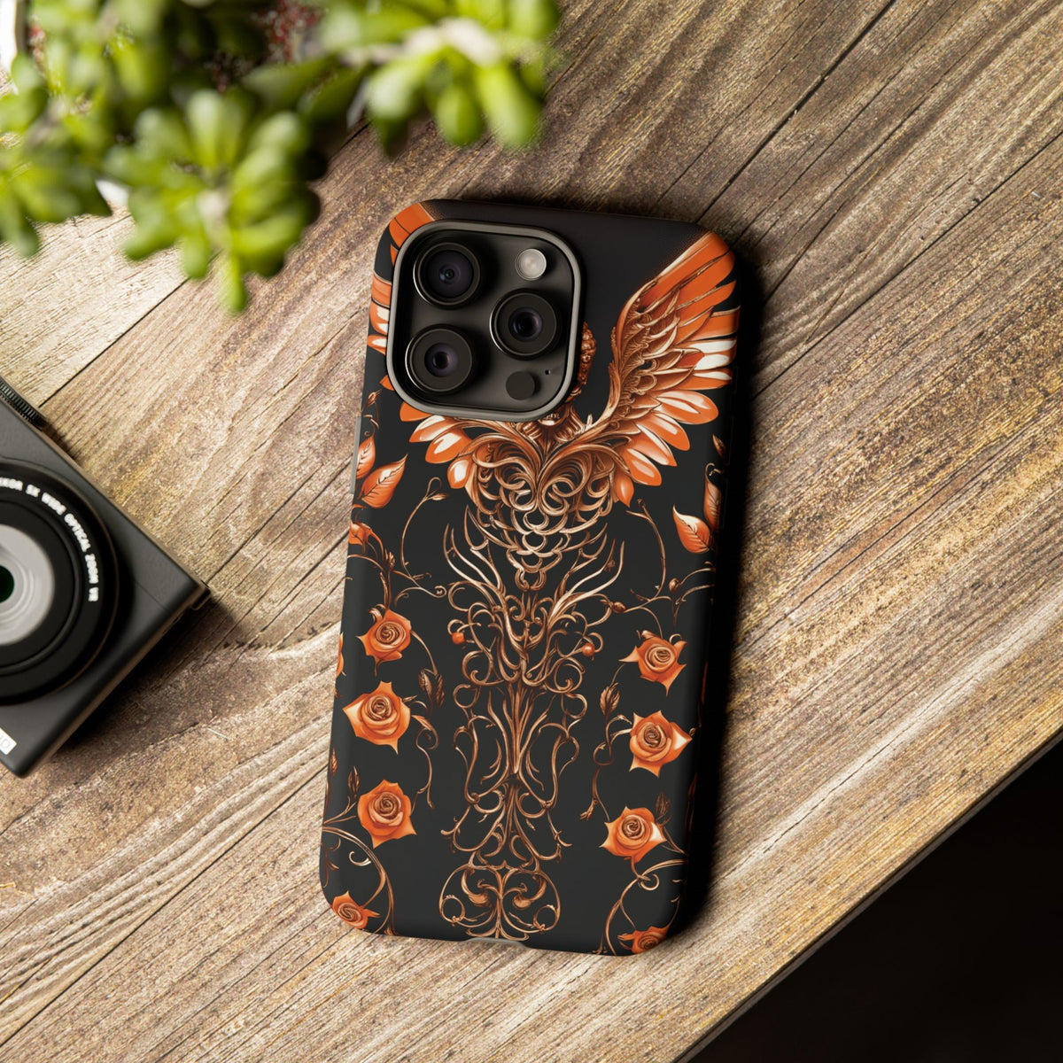 Phone Case - Tough - Orange Skull & Wings