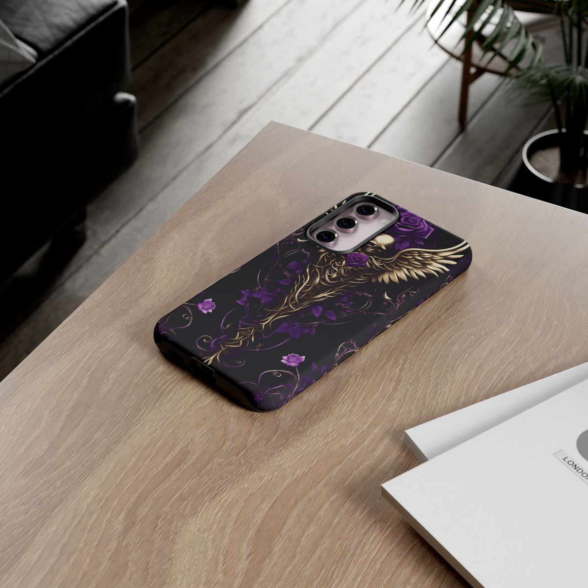 Phone Case - Tough - Purple Skull & Wings