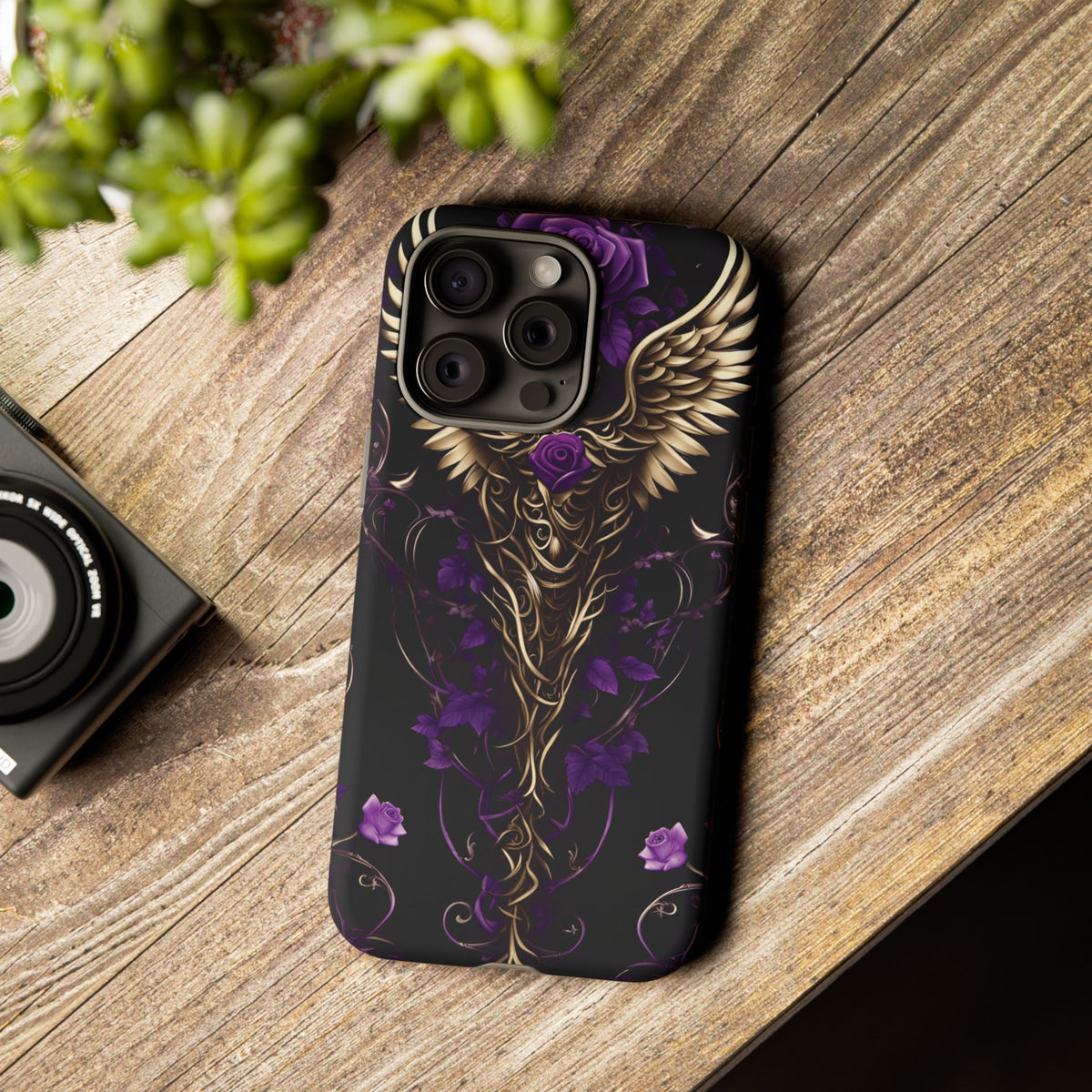Phone Case - Tough - Purple Skull & Wings