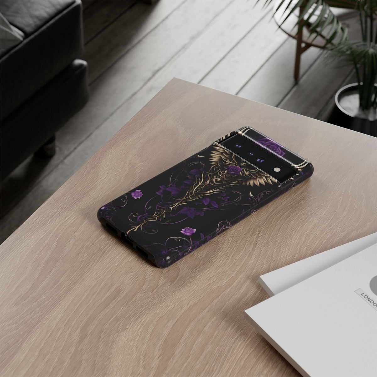 Phone Case - Tough - Purple Skull & Wings