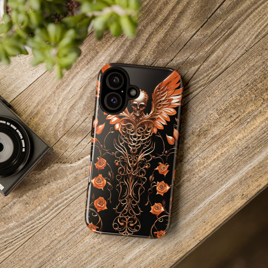 Phone Case - Tough - Orange Skull & Wings