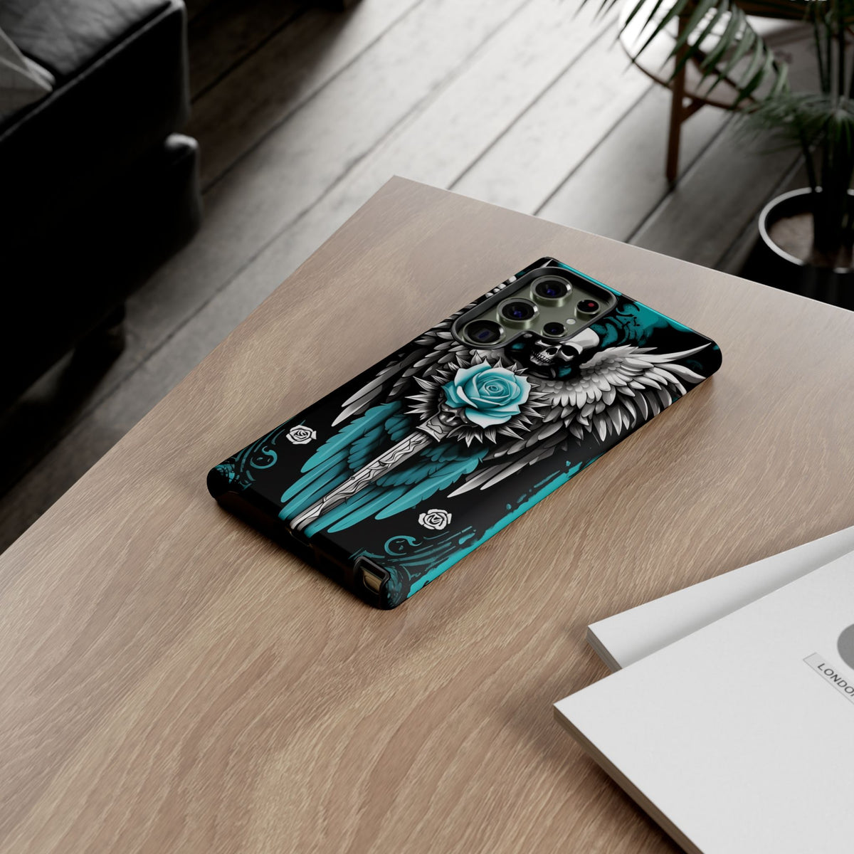 Phone Case - Tough - Cyan Angel Wings