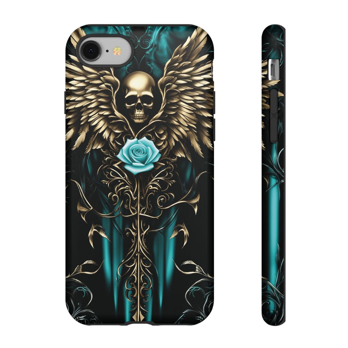 Phone Case - Tough - Cyan Skull & Wings