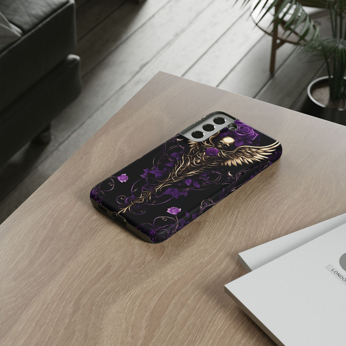 Phone Case - Tough - Purple Skull & Wings