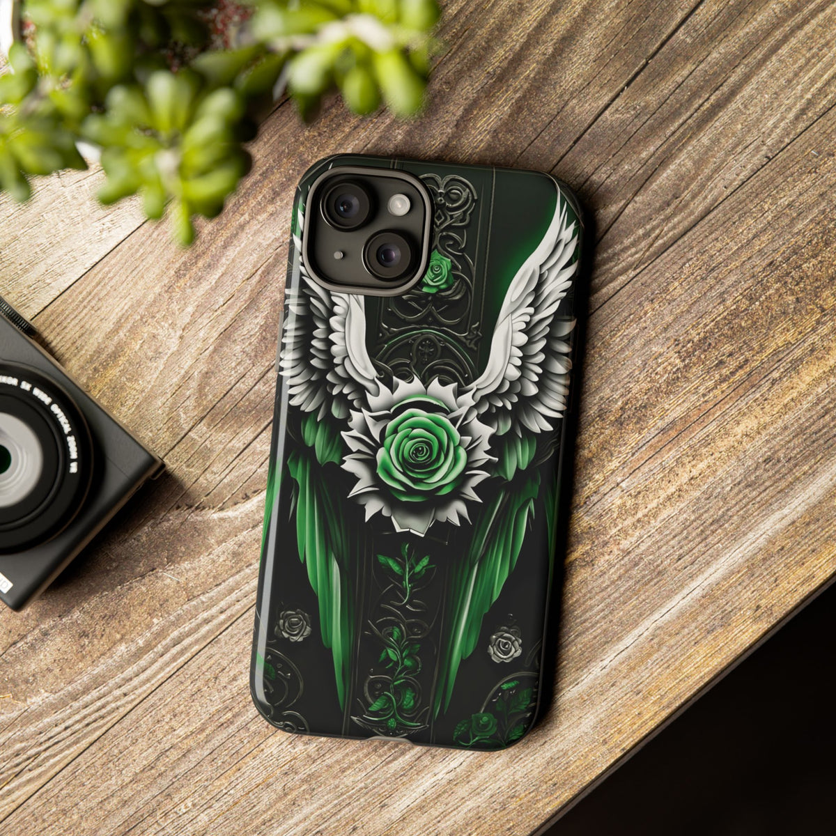 Phone Case - Tough - Green Angel Wings