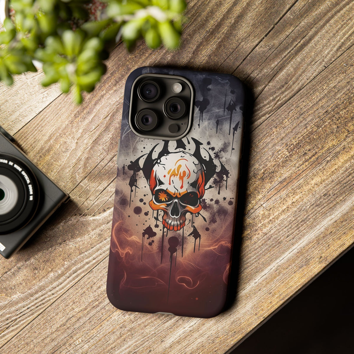 Phone Case - Tough - Orange Skull