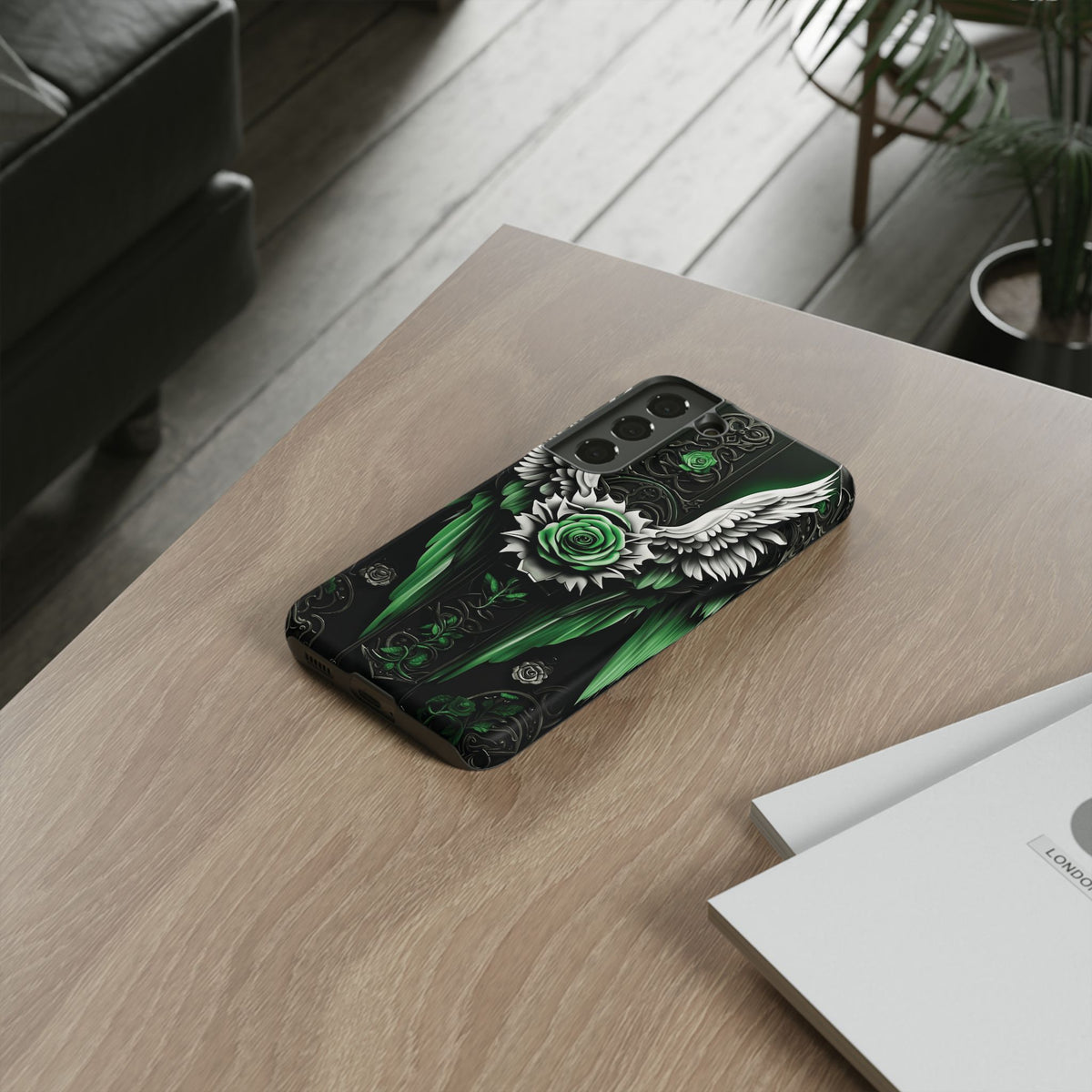 Phone Case - Tough - Green Angel Wings